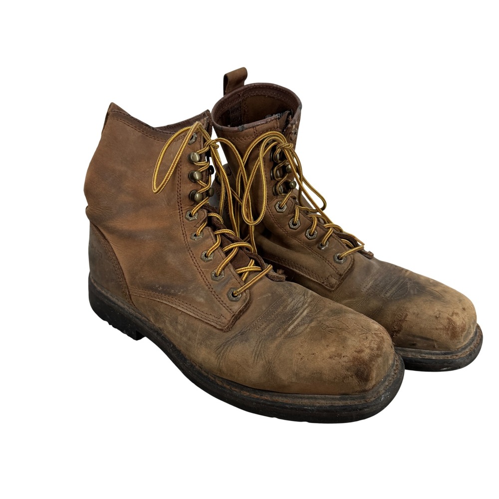 Ariat Steel Toe Work Boots Lace Up Brown Leather Square Toe Mens 10.5 Safety
